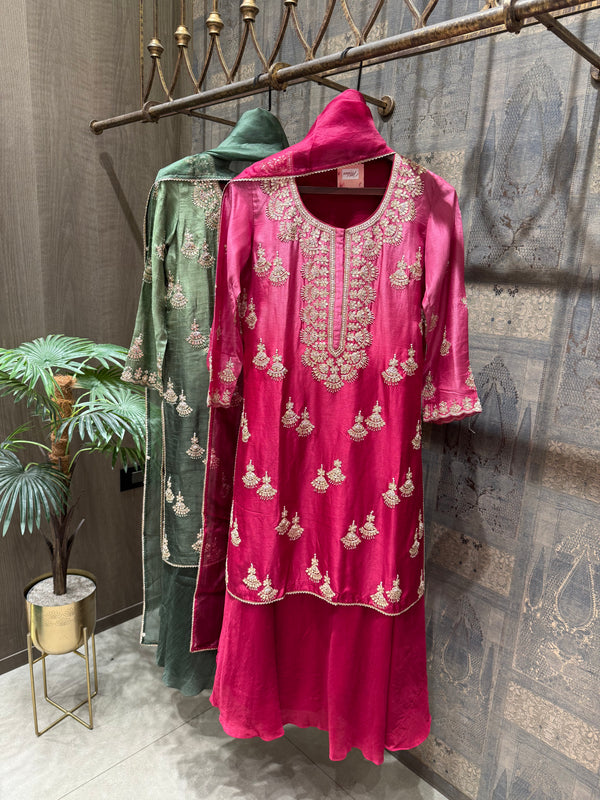 Ombré Kurta Set with Flared Pallazo