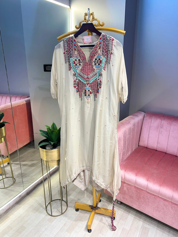 Knot Worked Organza Kurta