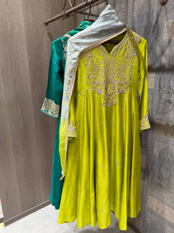 Zari Worked Anarkali Set with Ombré Dupatta
