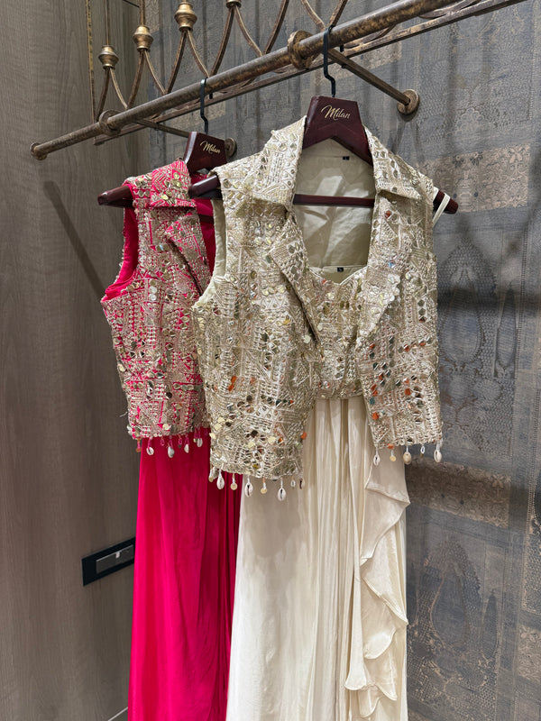 Mirror Embellished Jacket Set