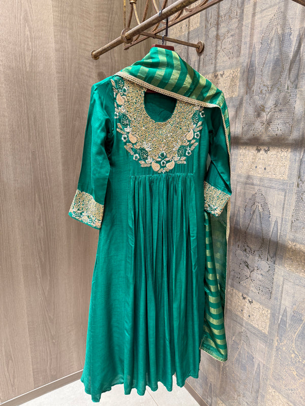 Handworked Anarkali Set with Tissue Dupatta
