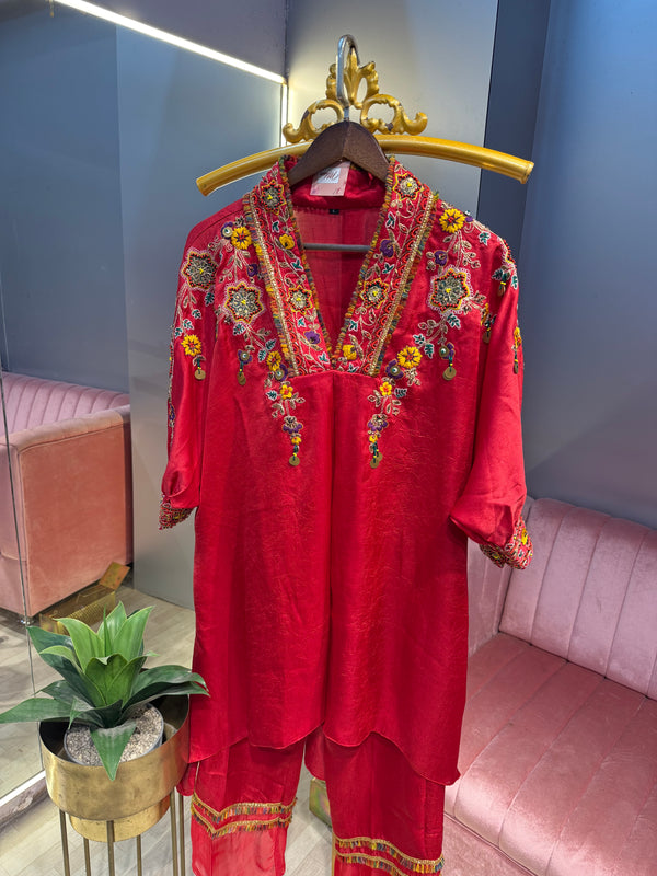 Embroidered Kurta + Bottom Set